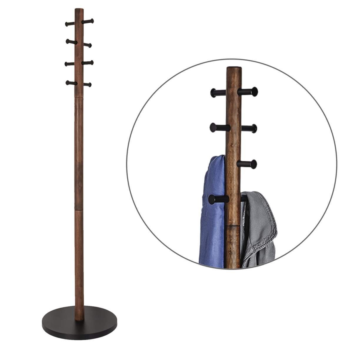 Umbra Вешалки Pillar, Вешалки для одежды freistehend, 8 Garderobenhaken, 168cm hoch, black walnut