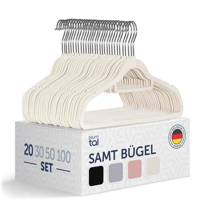 Blumtal Kleiderbügel Rutschfest - Samtoptik - Platzsparend, (20-tlg), Premium inkl. Krawattenhalter, 360° drehbar, Anti-Rutsch Bügel