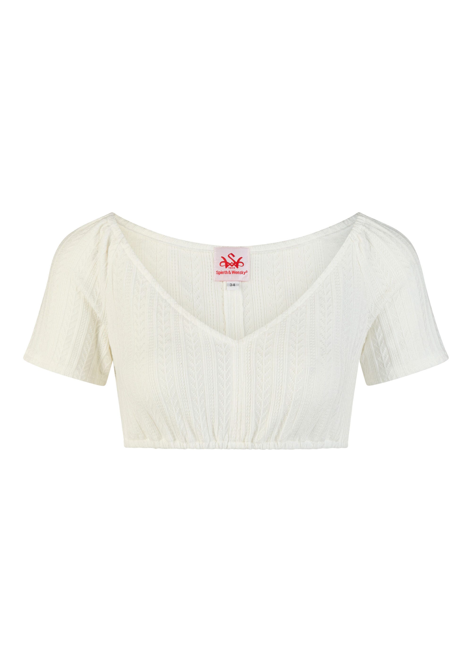 Spieth & Wensky Dirndlbluse Hannelore (1-tlg) betont Schulterpartie, mit tiefen V-Ausschnitt