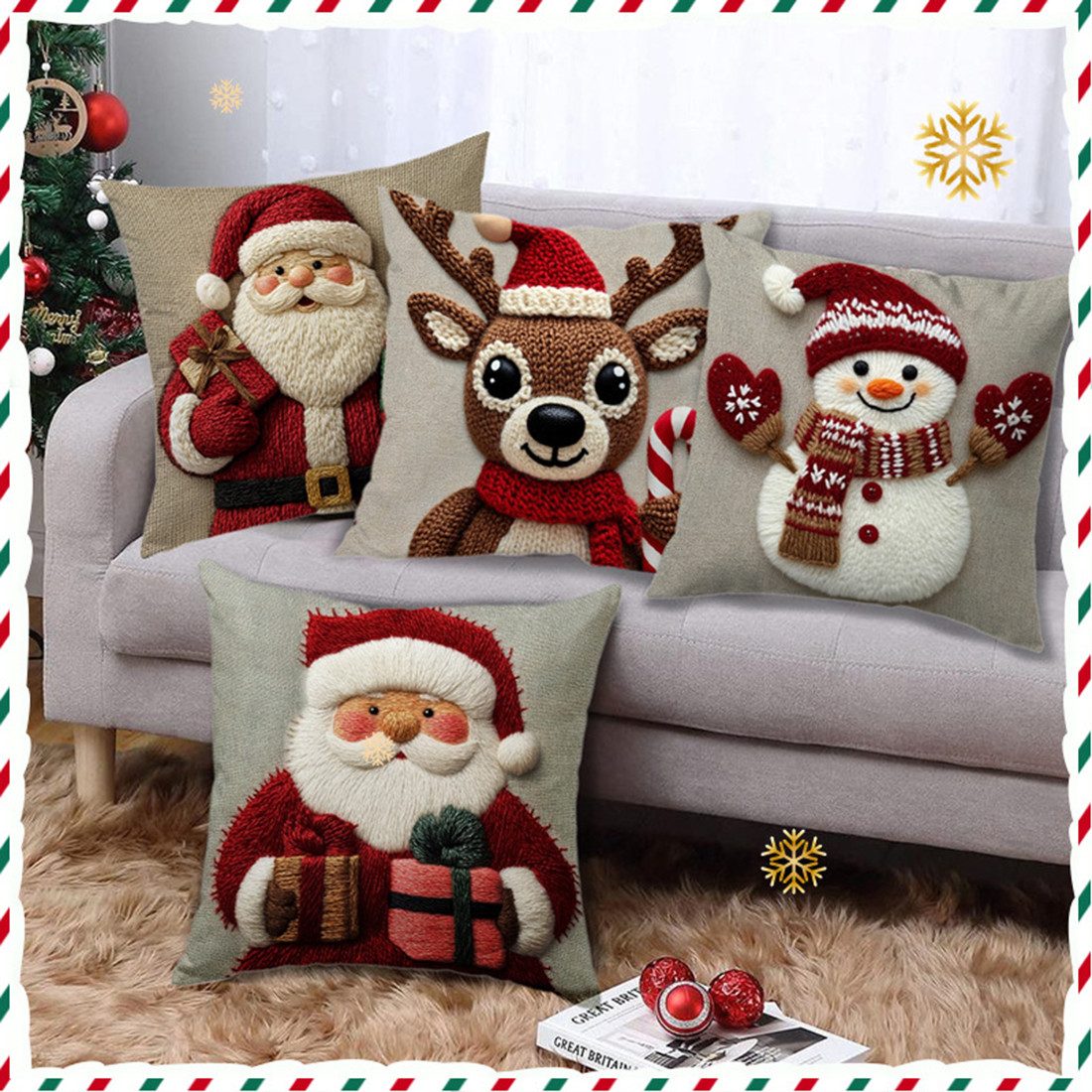 CLTYQ Kissenbezug Weihnachtskissenbezüge - 4 Stück günstig online kaufen