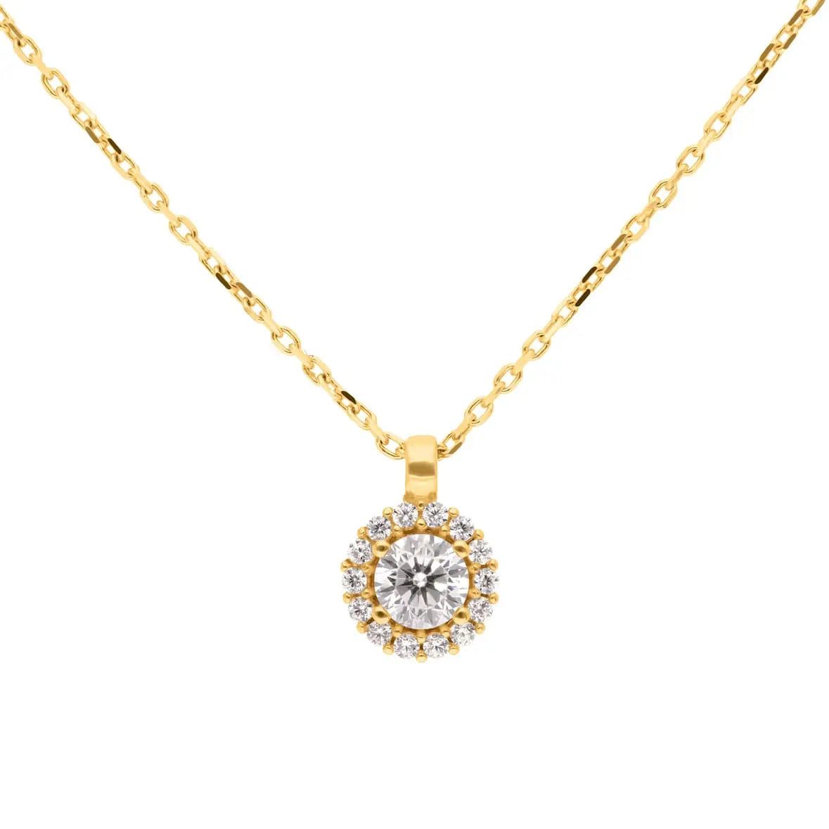 Suzan Gold Kette mit Anhänger 375er Gold Cocktailkette Damen – mit Zirkonia, glänzend & wasserfest, Gelbgold 375, Zirkonia-Steine, Länge: 42+3cm