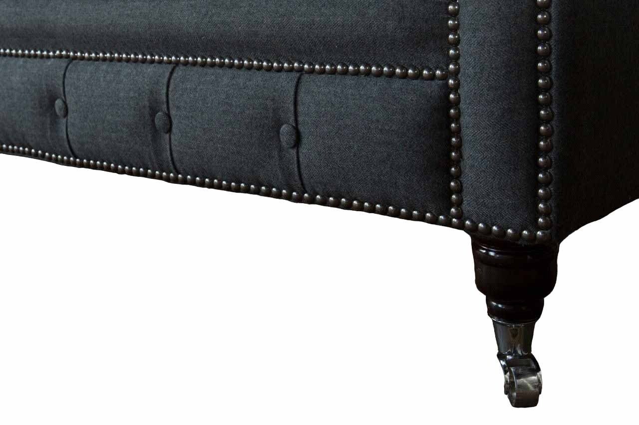 Made Europe in Sitzer 4 Couch JVmoebel Sofa Schwarzes Polster, Designer Chesterfield Sofa Textil