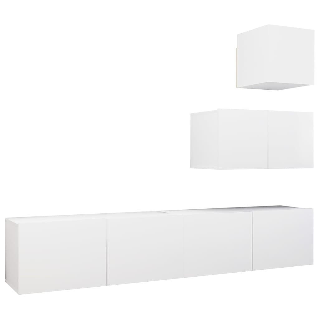 Weiß TV-Schrank Holzwerkstoff furnicato TV-Schrank-Set 4-tlg.