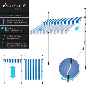 KESSER Klemmmarkise Klemmmarkise mit Handkurbel Balkon Markise, Balkonmarkise Markise