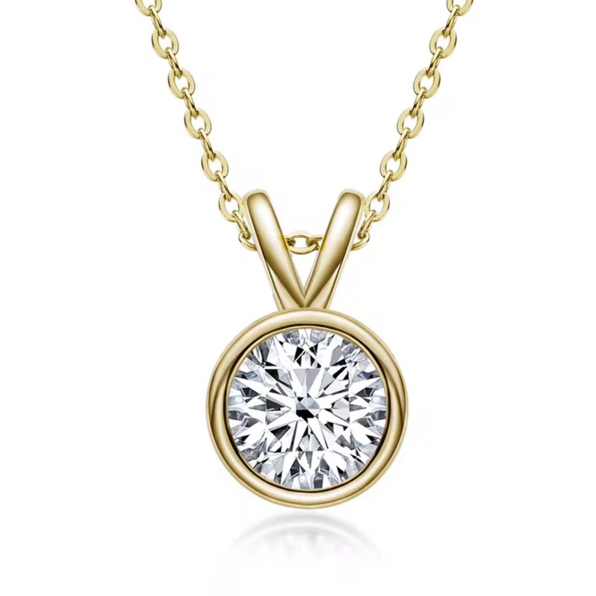 Kette mit Anhänger Funkelnde Moissanit Damen Anhänger Halskette 6,5mm 45cm 2ct
