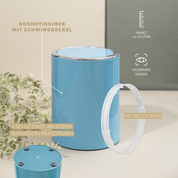 bremermann Kosmetikeimer mit Schwingdeckel, Bad-Serie SAVONA - rund, 5,5 Liter, blau