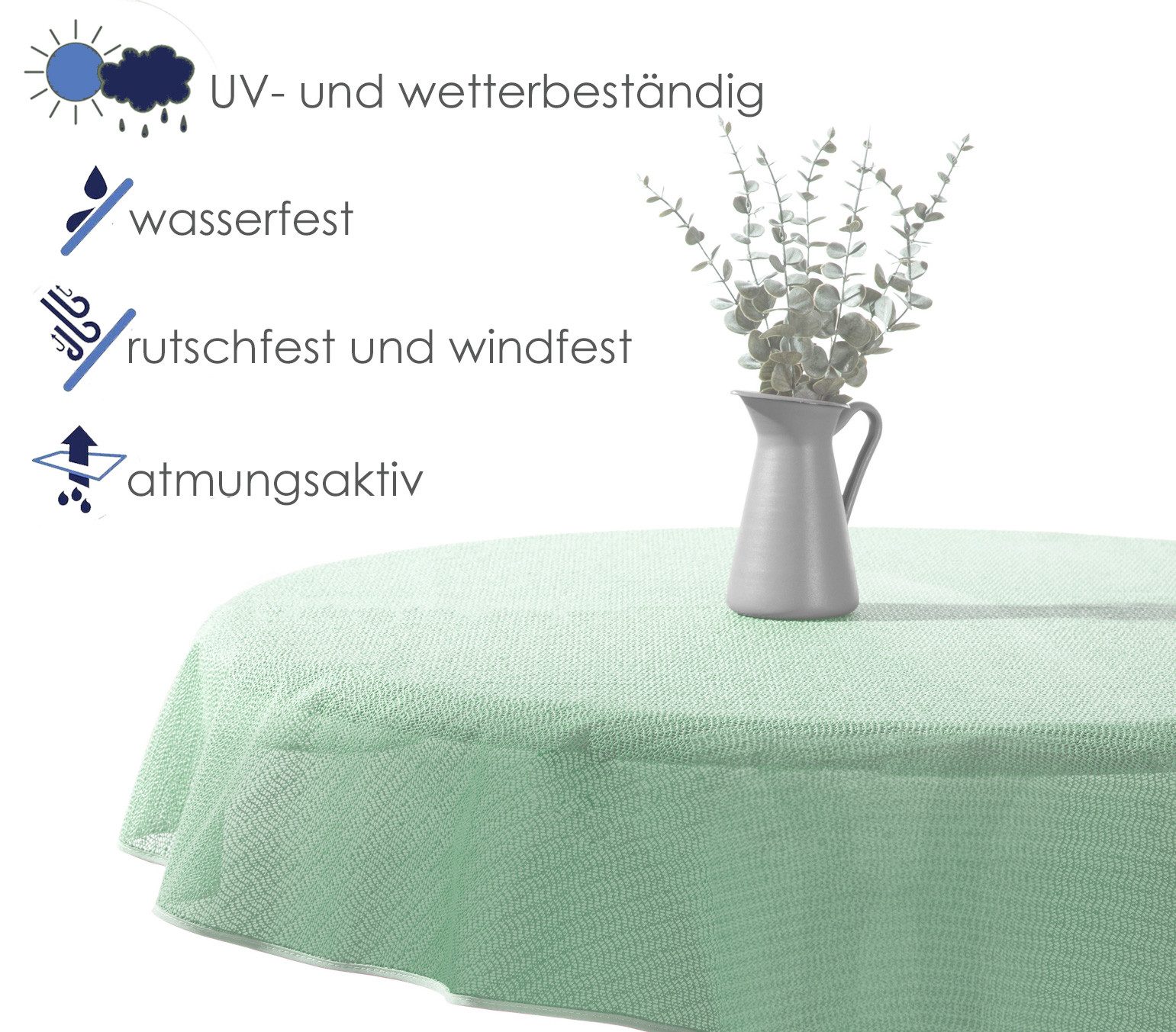 heimtexland Gartentischdecke Outdoor Tischdecke Garten Balkon Camping Tischdeko (Stück 1-tlg, 1), wetterfest I robust I UV-beständig I rutschfest I waschbar