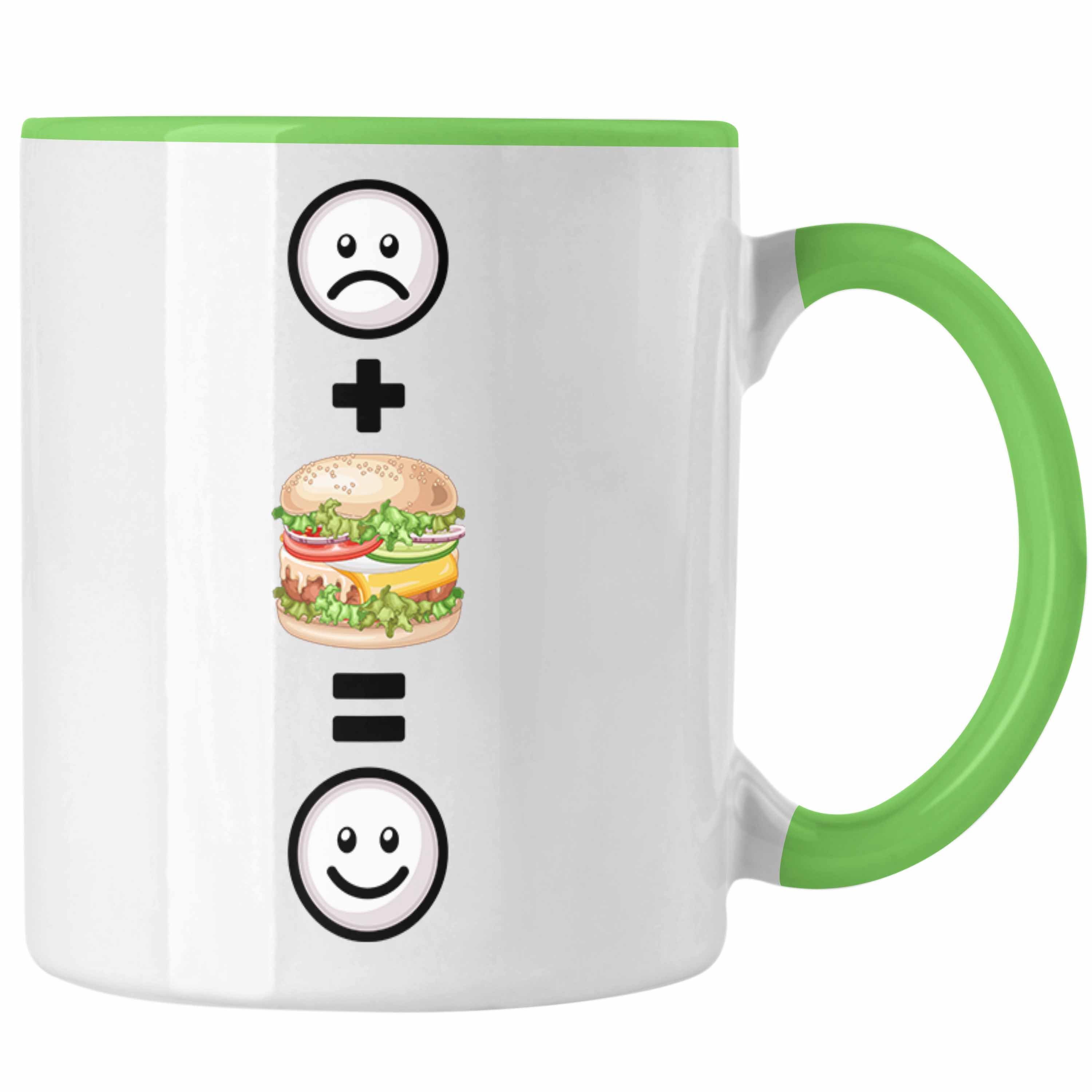 Trendation Tasse Burger Tasse Geschenk für Burger-Liebhaber Lustige Geschenkidee :(B Grün