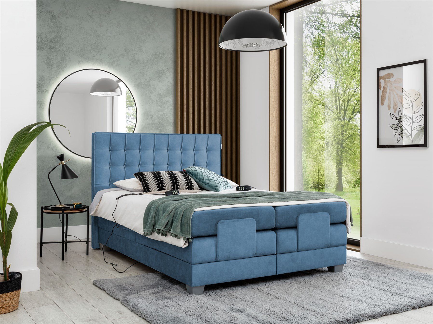 Fun Möbel Boxspringbett Boxspringbett Schlafzimmerbett MAXIMA Elektrisch in Stoff (inkl. Viscoschaumtopper), Kopf- und Fußbereich elektrisch verstellbar