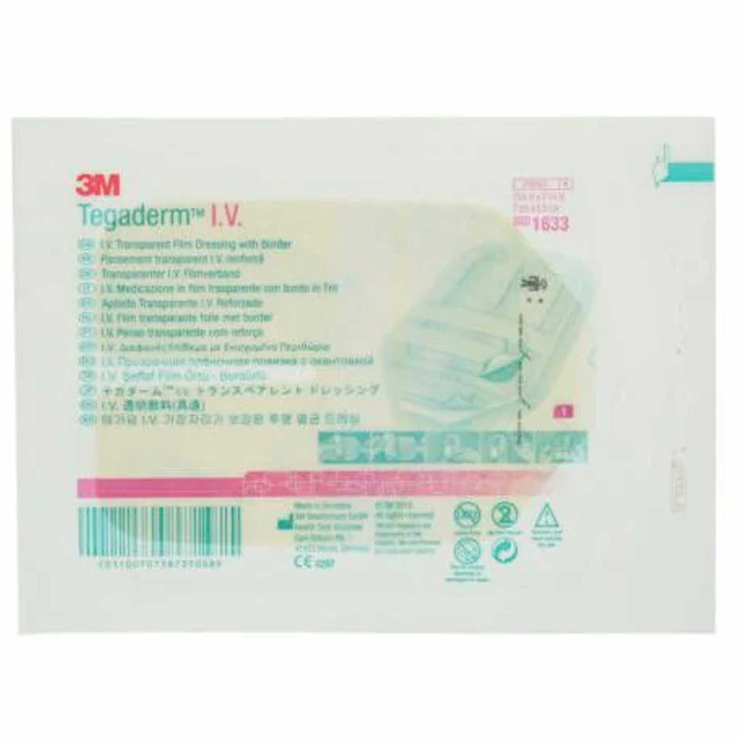 3M Fixierpflaster 3M Tegaderm I.V.-Fixierverband 1633 7 x 8,5 cm Transparent