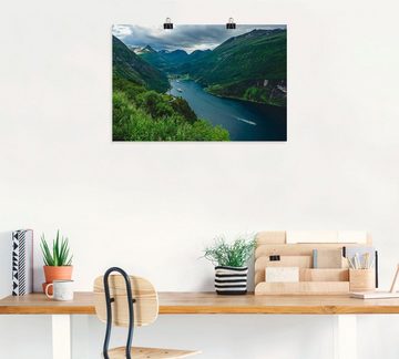 Artland Wandbild Blick auf den Geirangerfjord Norwegen, Küste (1 St), als Alubild, Outdoorbild, Leinwandbild, Poster in verschied. Größen