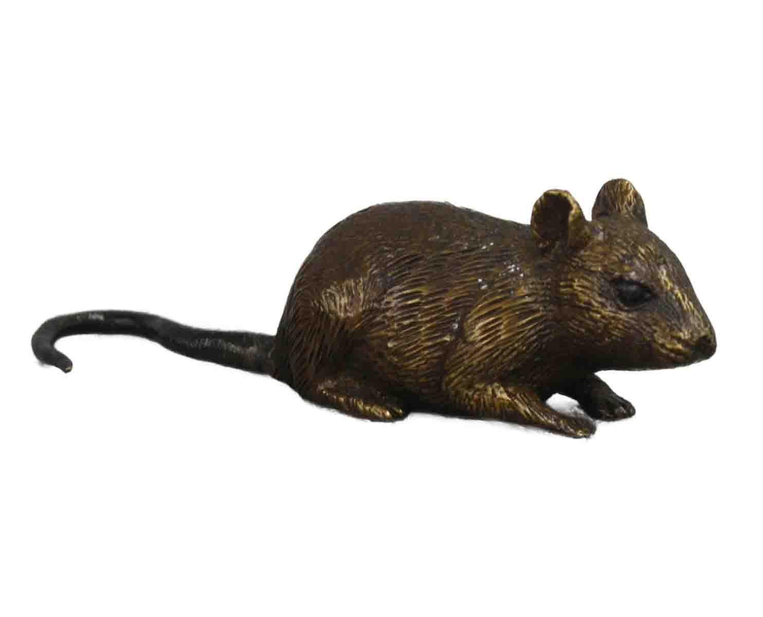 Bronzeskulpturen Skulptur Bronzefigur kleine liegende Maus günstig online kaufen