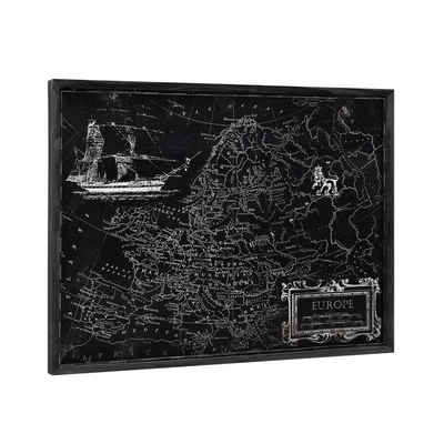 art.work Wandbild, Europakarte, Europakarte auf Aluminiumplatte 80x60 Gerahmt