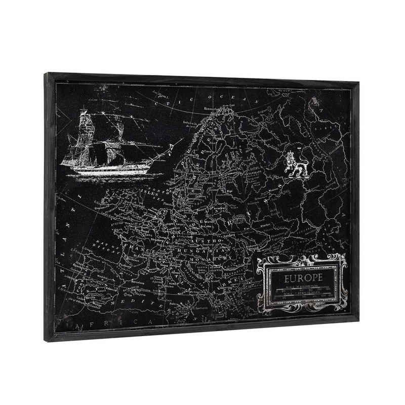 art.work Wandbild, Europakarte auf Aluminiumplatte 80x60 Gerahmt
