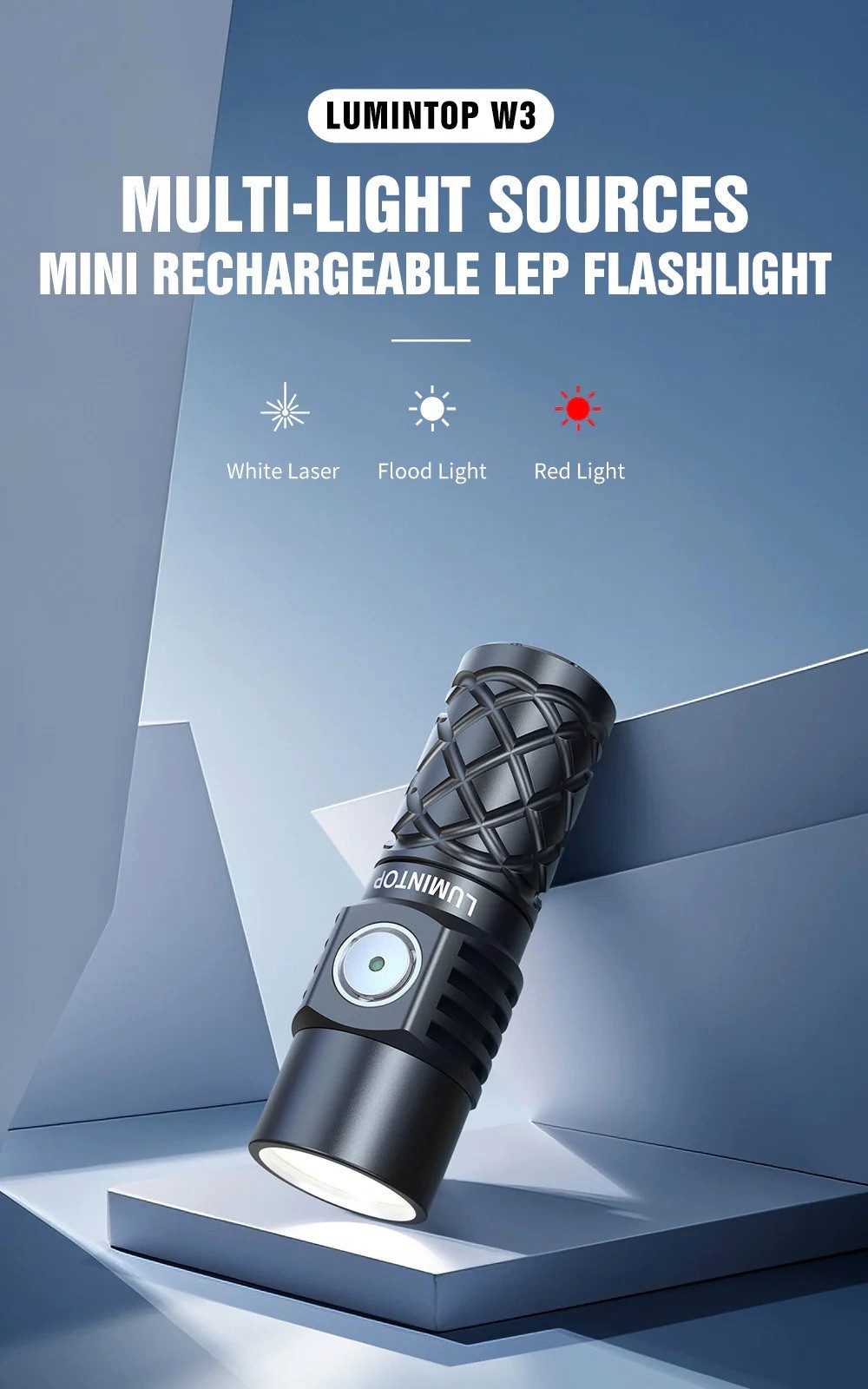 Lumintop Taschenlampe W3 kombiniert COB Licht mit LEP Licht und rotes Licht (1-St)