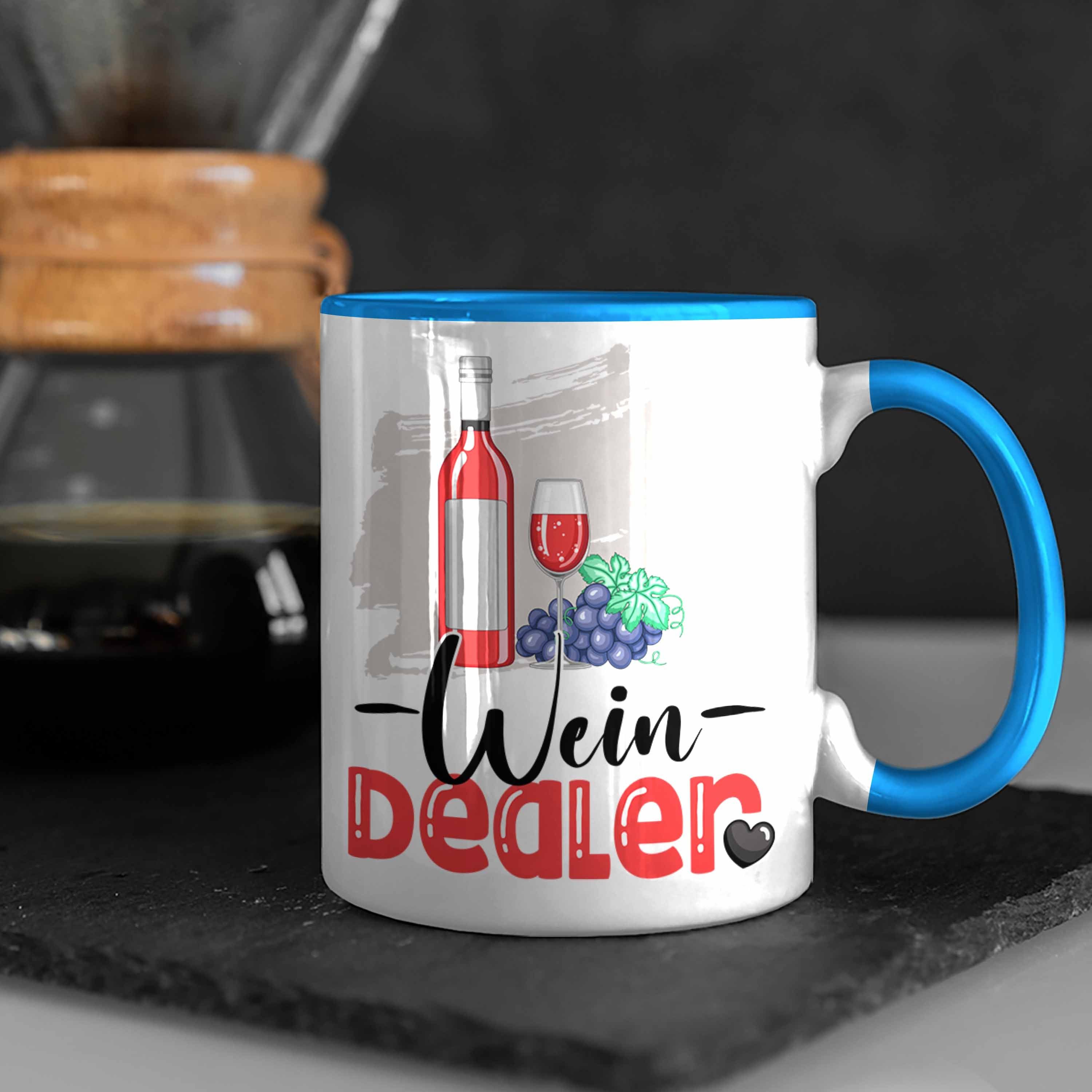 Trendation Geschenk Tasse Tasse Geschen Dealer Weinverkäufer Spruch für Wein Geburtstag Blau