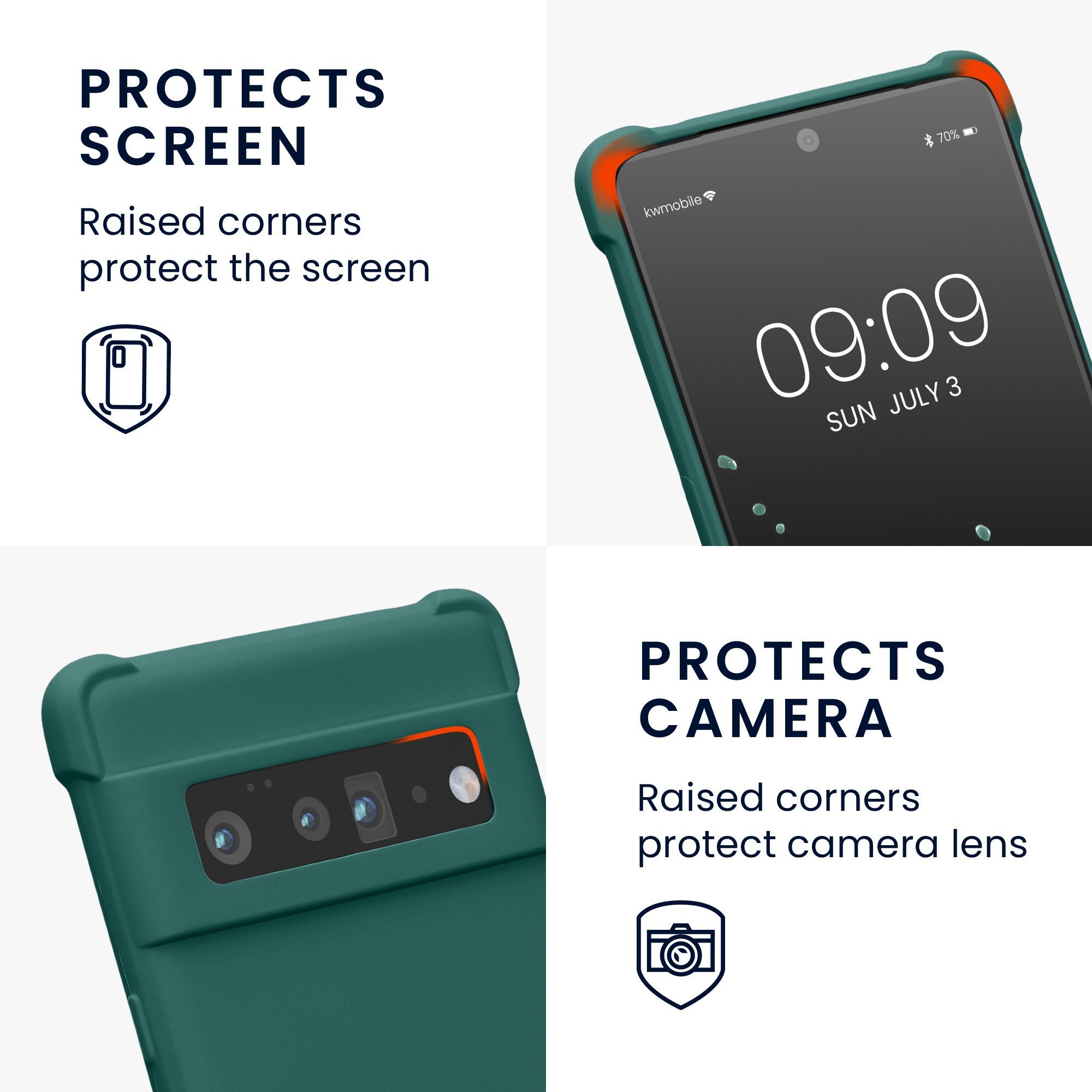 kwmobile Etui Hülle für Google Pixel 6 Pro, mit Metall Kette zum Umhängen - Silikon Handy Cover Case Schutzhülle
