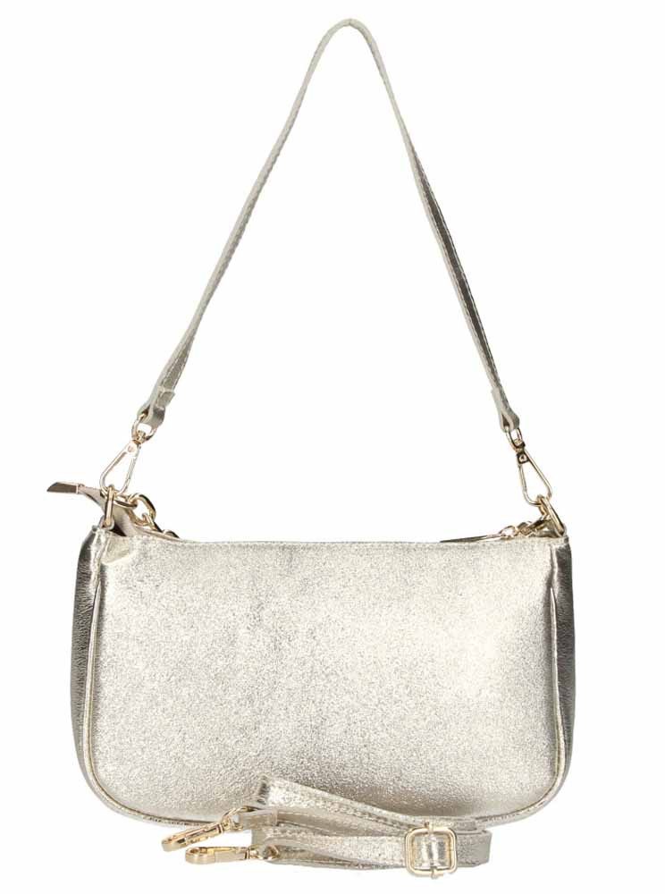 ITALYSHOP24 Schultertasche Made in Italy DAMEN LEDER TASCHE Pochette mit Kette CrossOver City Bag, Handtasche Umhängetasche Clutch Ledertasche Bodybag Schmucktasche