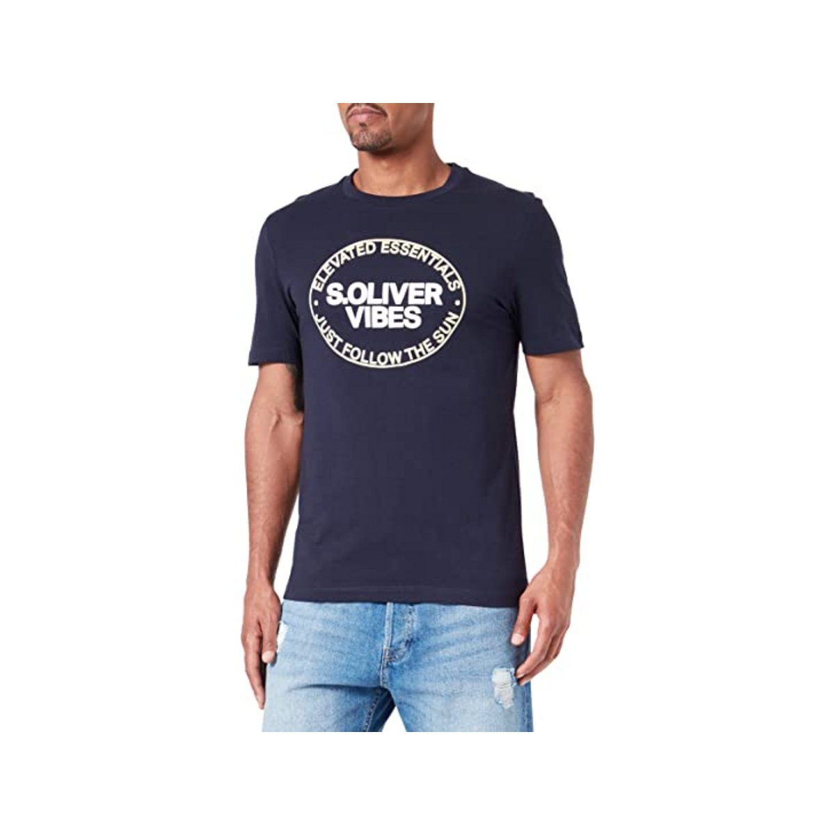 fit blau (1-tlg) T-Shirt s.Oliver regular