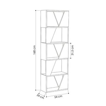 Decortie Bücherregal Frame, Modernes Bücherregal, Vitrine, 54 x 24 x 168 cm