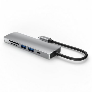 TradeNation Laptop-Dockingstation USB C Hub 6 in 1 Adapter HDMI 4K USB 3.0 Micro SD für Laptop Samsung, (1 St), Schnelles Laden, 4K