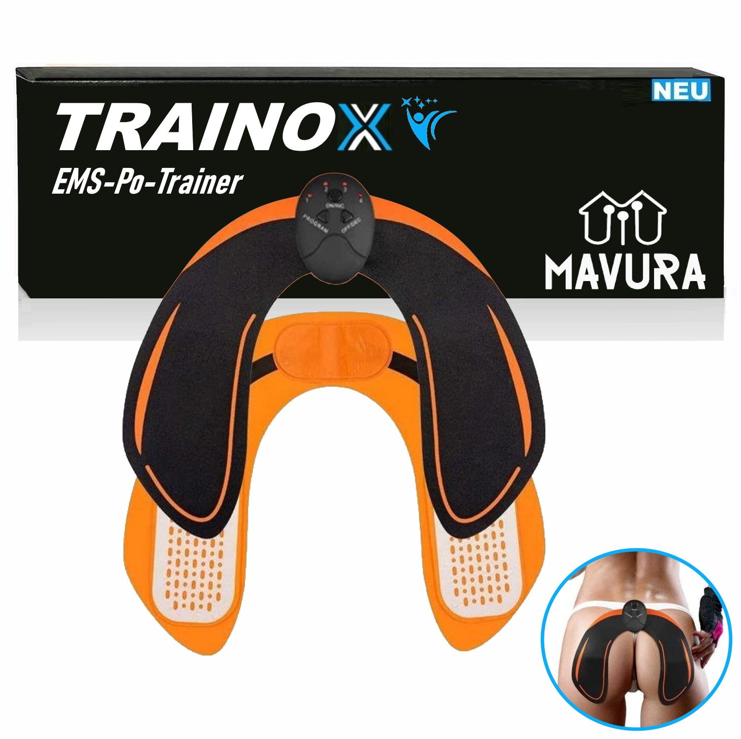 MAVURA EMS-Po-Trainer TRAINOX EMS Po Trainer HipsTrainer Gesäßtraining Gesäßtrainingsgerät, EMS Muskeltrainer Hüfttrainer Muskel Stimulationsgerät elektrisch