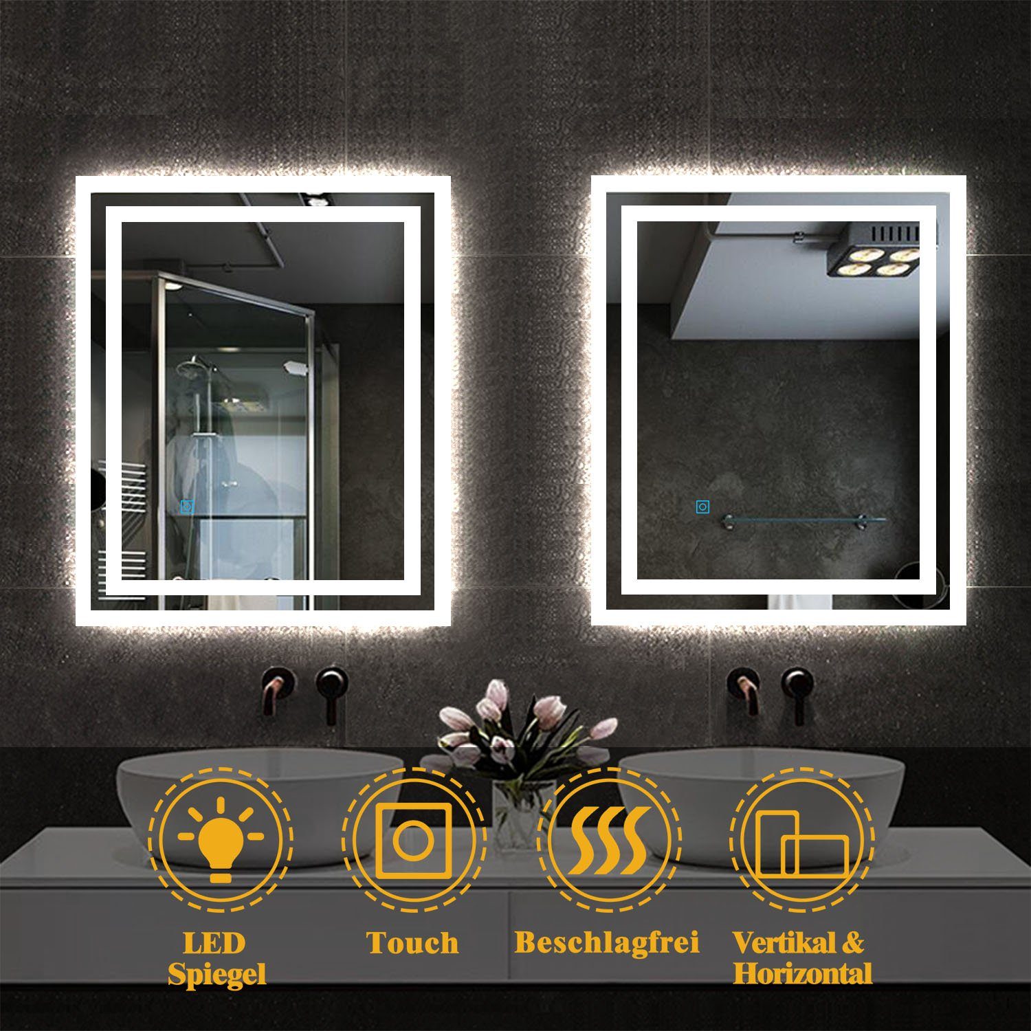duschspa Badspiegel Badspiegel mit Beleuchtung 60x50 günstig online kaufen