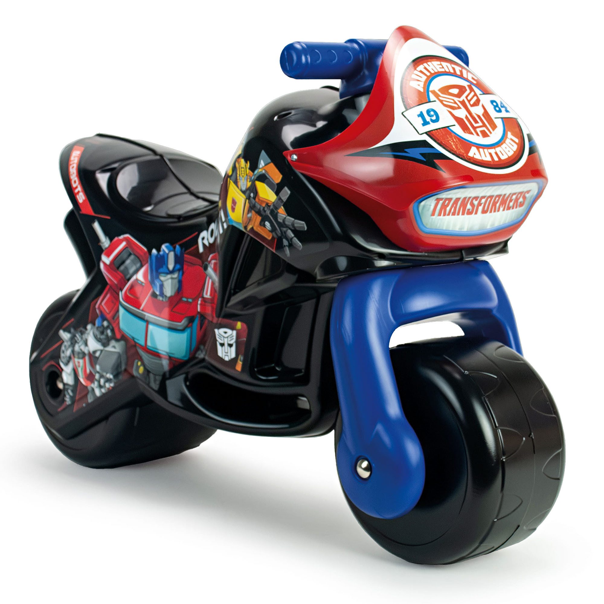 INJUSA Rutschmotorrad Twin Dessert Transformers, Kinder Rutschmotorrad mit breiten Rädern, Tragegriff stabil bis 30 kg