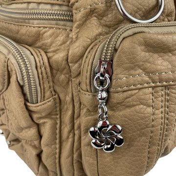 Taschen4life Schultertasche klassische Damen Handtasche (Schultertasche) mit Nieten AKW22032, viele Fächer, verstellbarer abnehmbarer Schulterriemen
