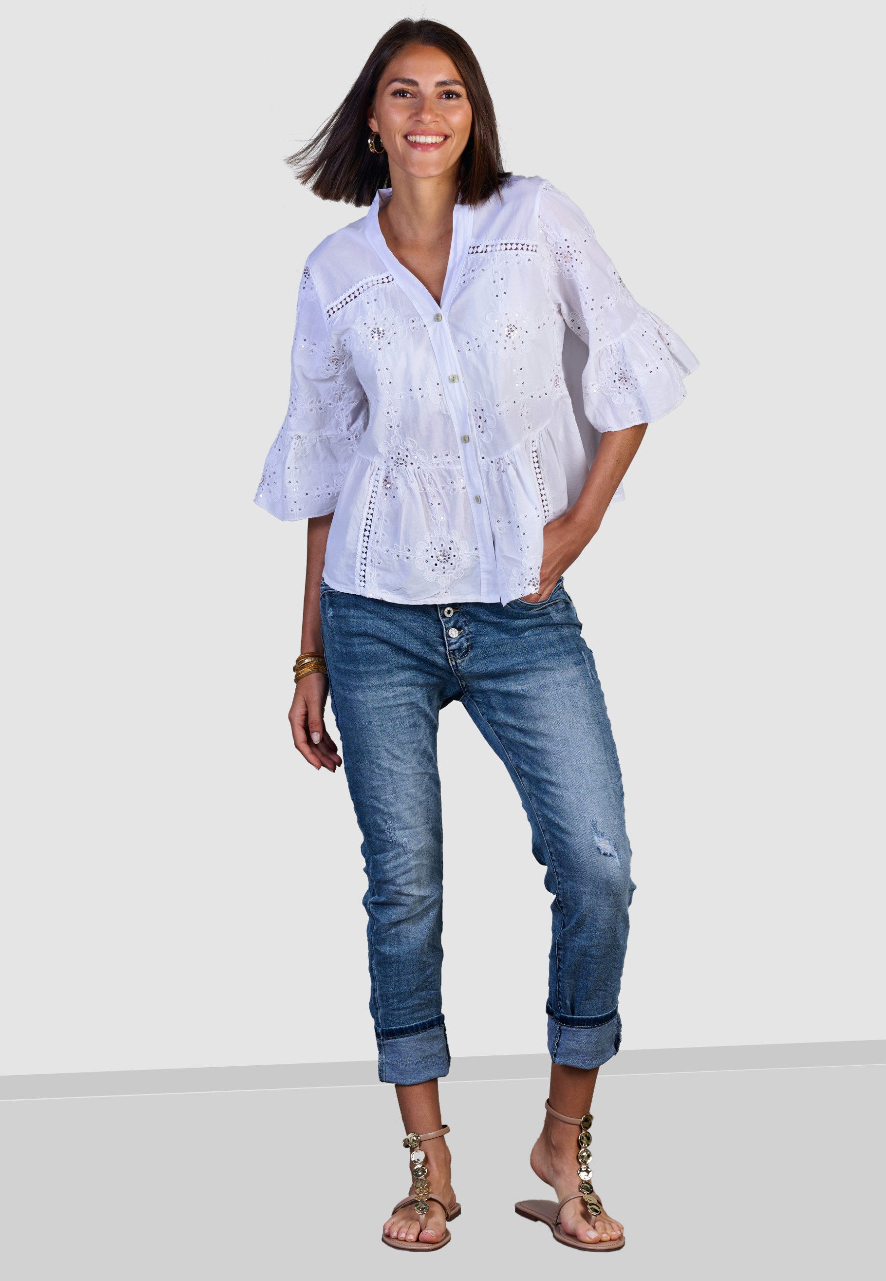 Andijamo-Fashion Spitzenbluse SUNLACE Femininer Schnitt mit günstig online kaufen