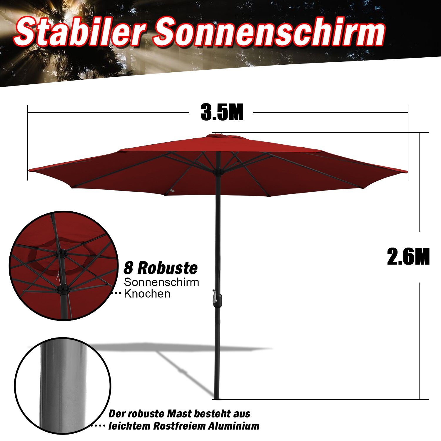 Clanmacy Sonnenschirm Ø 350 cm Strand günstig online kaufen