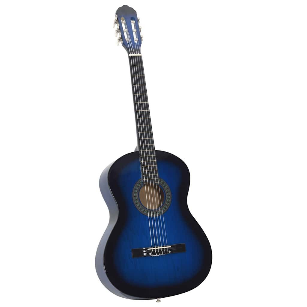 vidaXL Westerngitarre Klassikgitarre für Anfänger Blau 4/4 39" Lindenholz