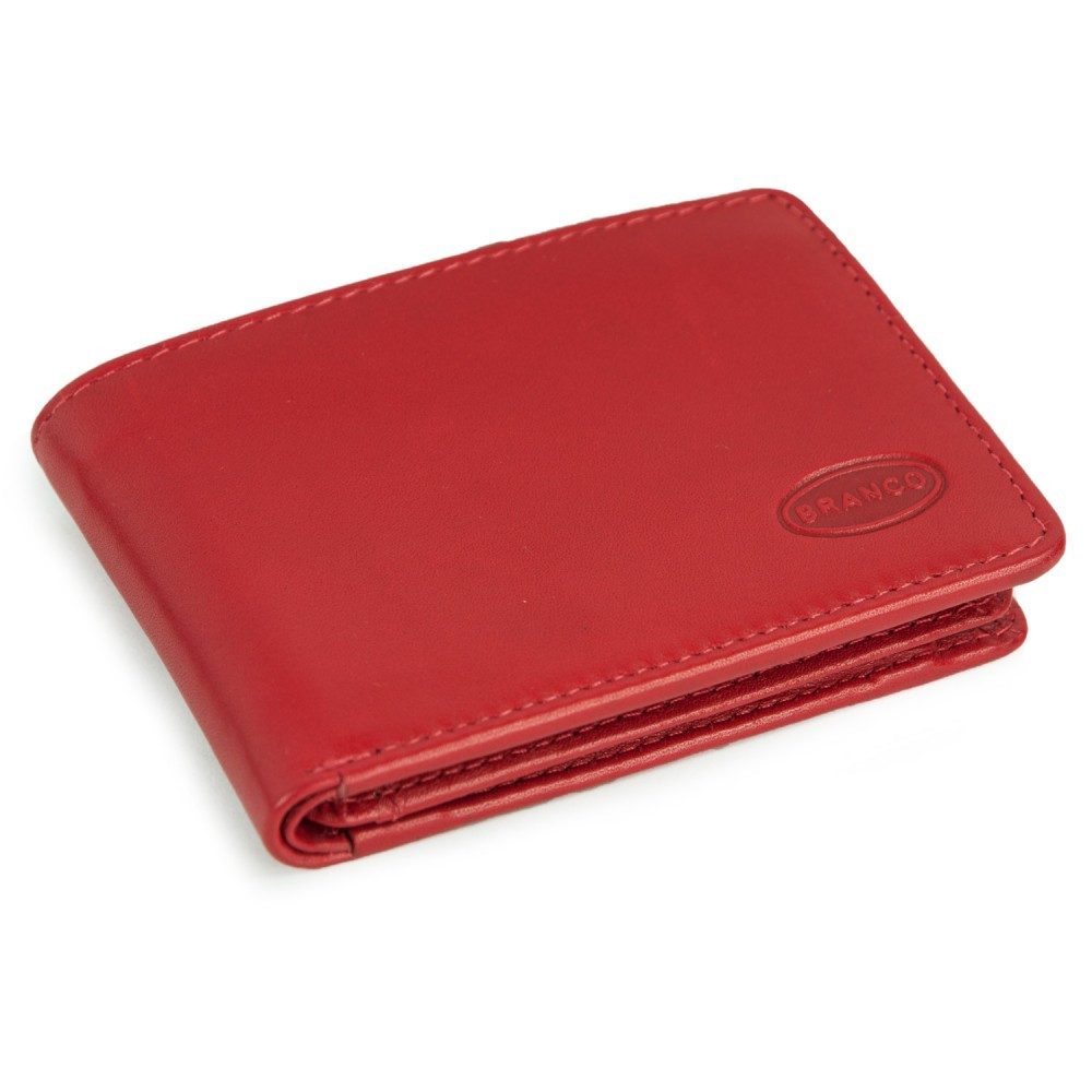 BRANCO Mini Geldbörse Kleine Geldbörse / Mini Portemonnaie aus Leder, Rot, Branco 12022