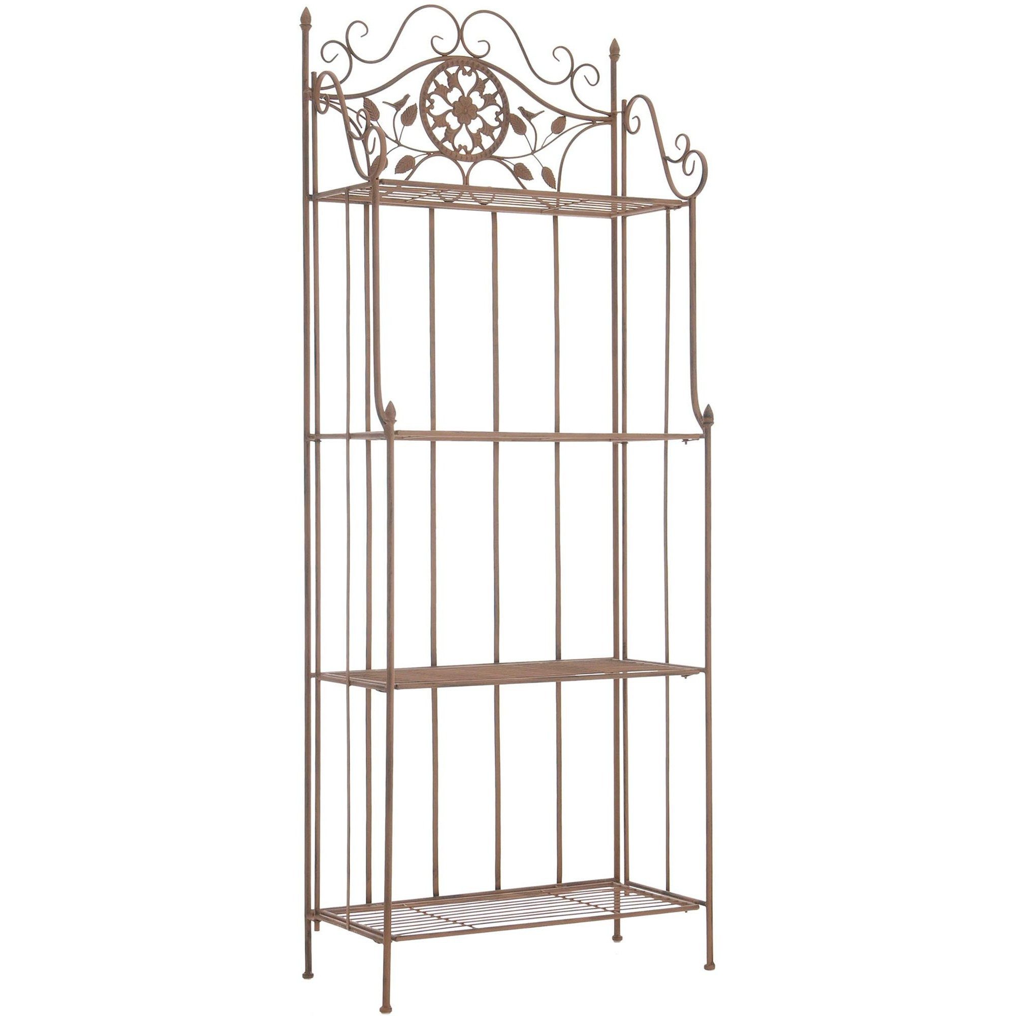 CLP Standregal Pflanzenregal Blumenregal Klappregal, Spar-Set 1-tlg., klappbar, 4 Ablagen, Antik-Optik, Eisen