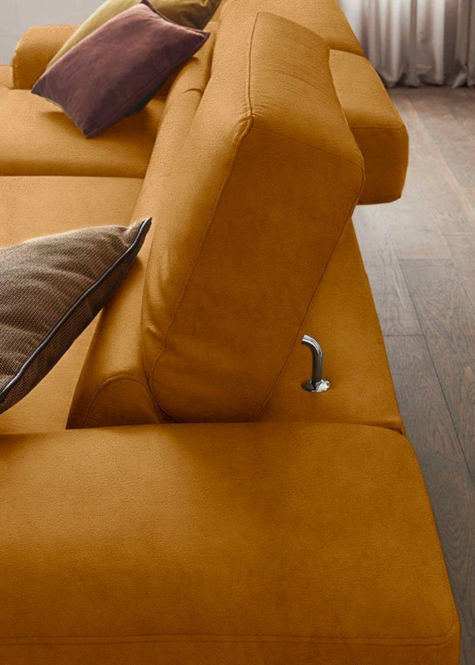 W.SCHILLIG Ecksofa piedroo, Designsofa mit tollem Sitzkomfort, bequem und elegant, L-Form, Kopfteilverstellung, wahlweise mit Sitztiefenverstellung, Breite 343cm