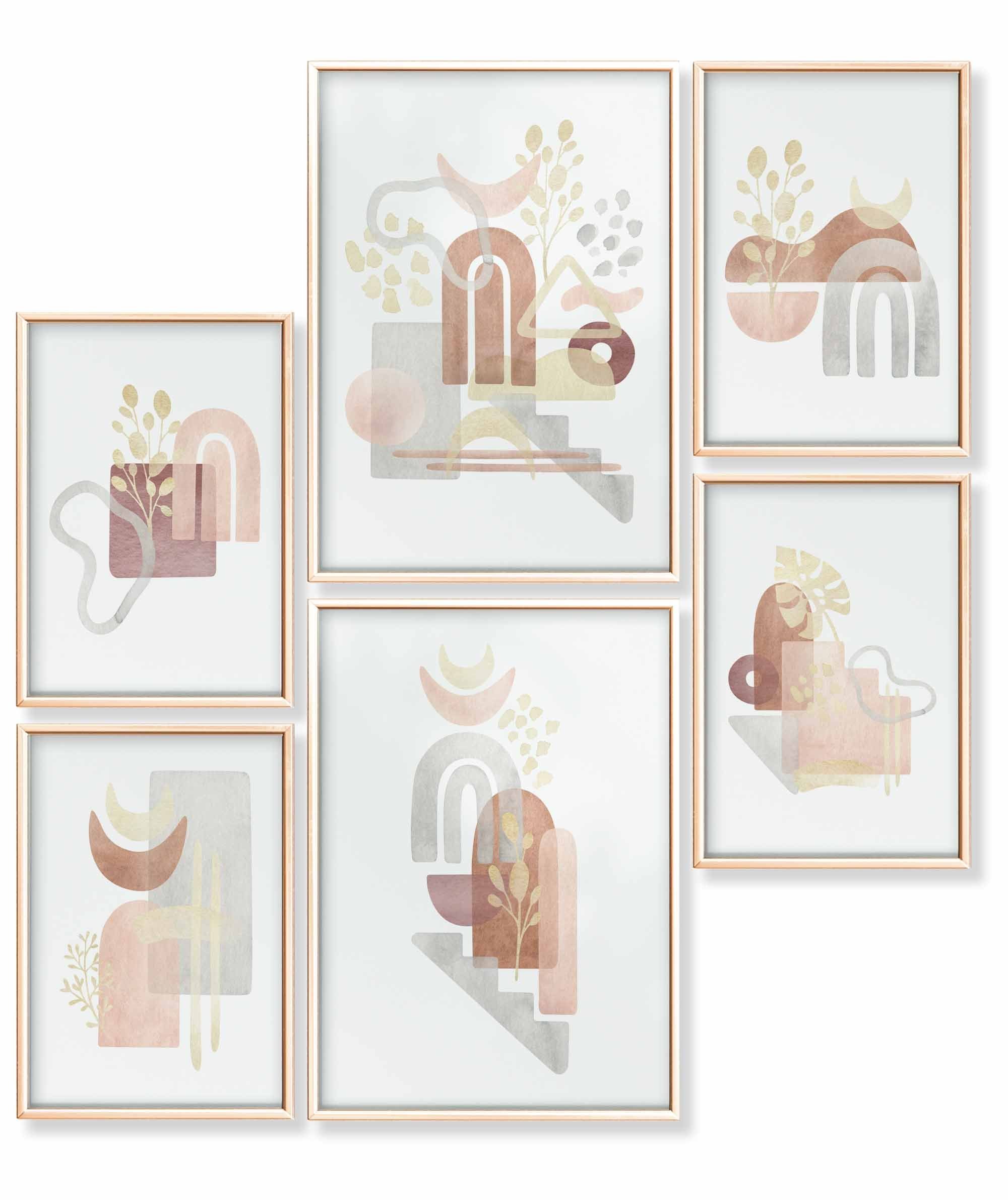 Poster Set als Wohnzimmer Deko, Bilder DINA3 & DINA4, Abstract Watercolor I