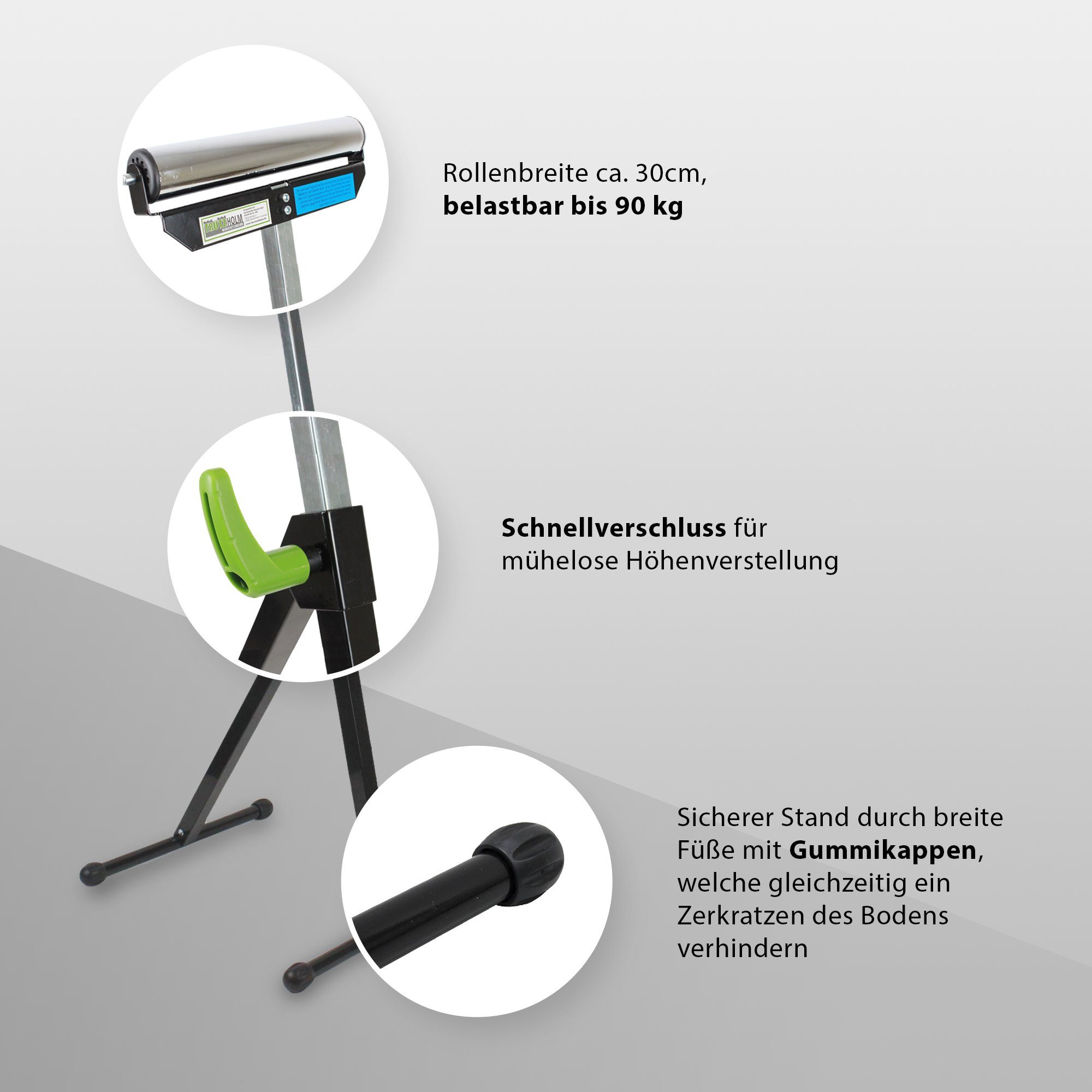 TRUTZHOLM Scaffold 2x Roller Stand 90 kg Height Adjustable up to 109cm 30 cm Roller Width, (Value Set), Foldable