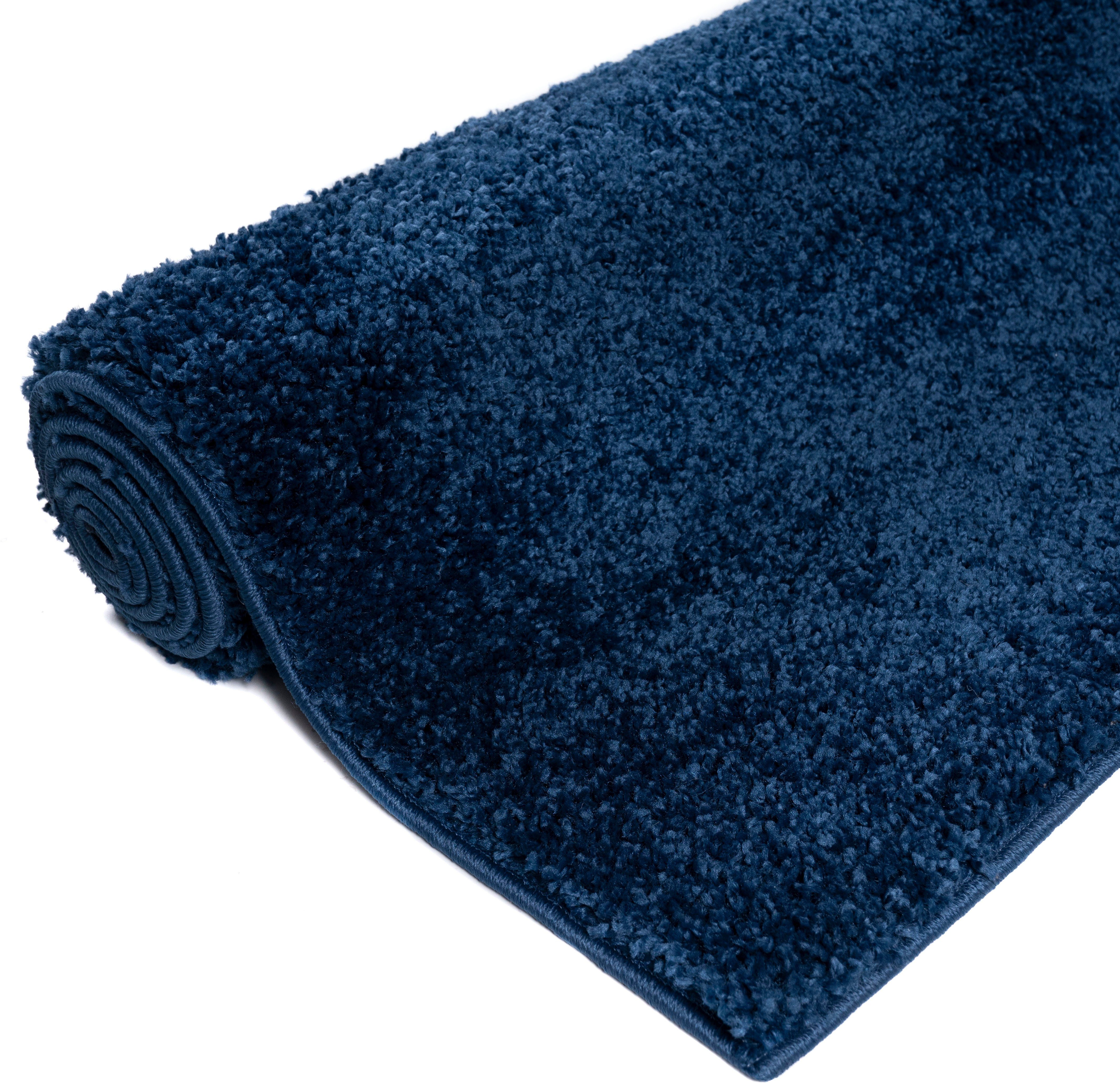 Teppich-Läufer, und weich Uni-Farben, blau 30 mm, rechteckig, 30, Shaggy kuschelig besonders Brücke, Home Läufer affaire, Höhe: