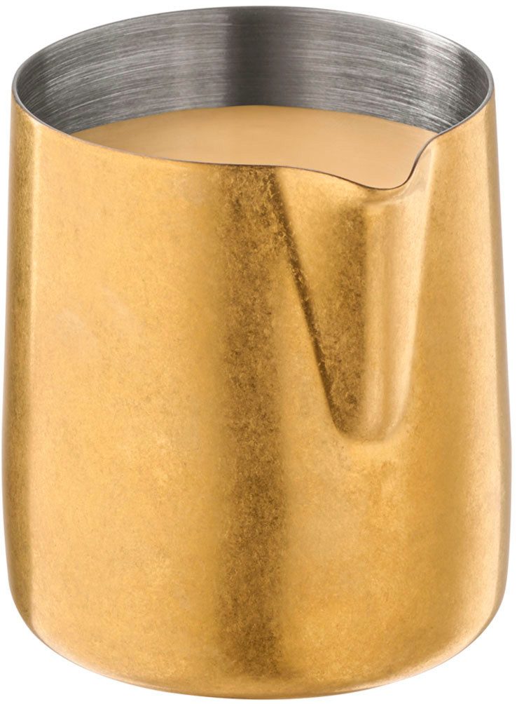 APS Milchkännchen Gießer "FLOW", 150 ml, Ø 6 cm, Höhe 6,5 cm, 0,15 l, (1-St), gebürsteter Edelstahl 18/8, PVD-beschichtet, Vintage-Look