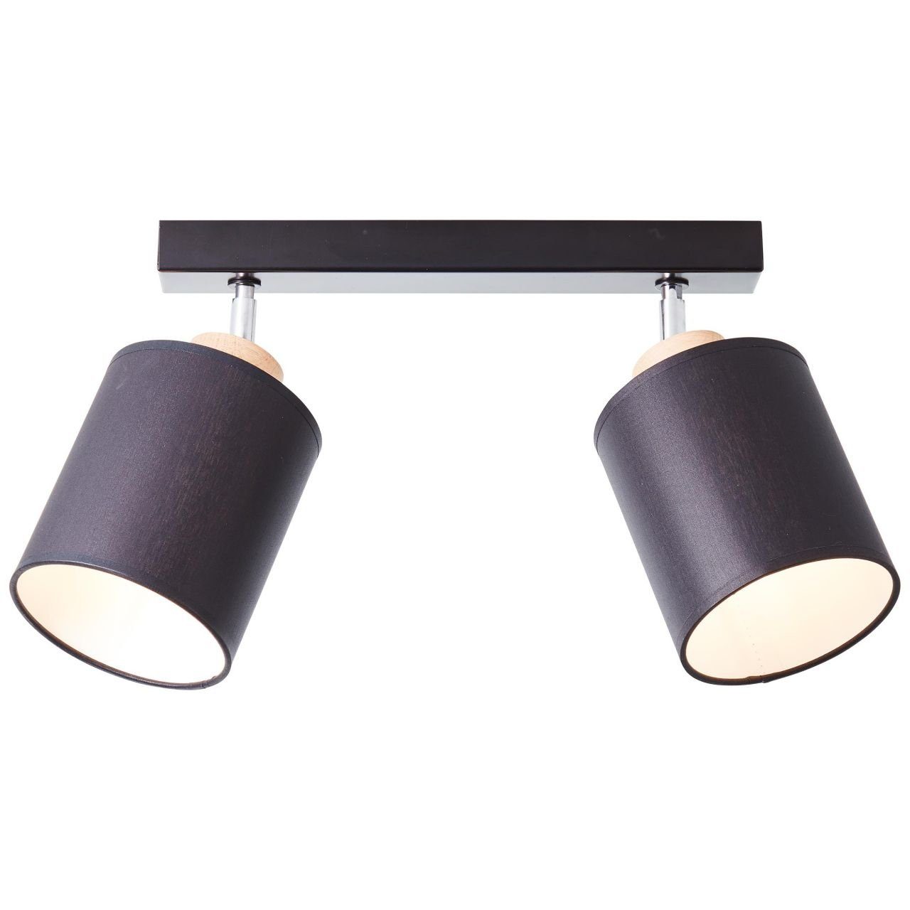 Brilliant Lampe, Vonnie, schwarz/holzfarbend, Vonnie 2flg Deckenleuchte Metall/Holz/Textil Spotbalken