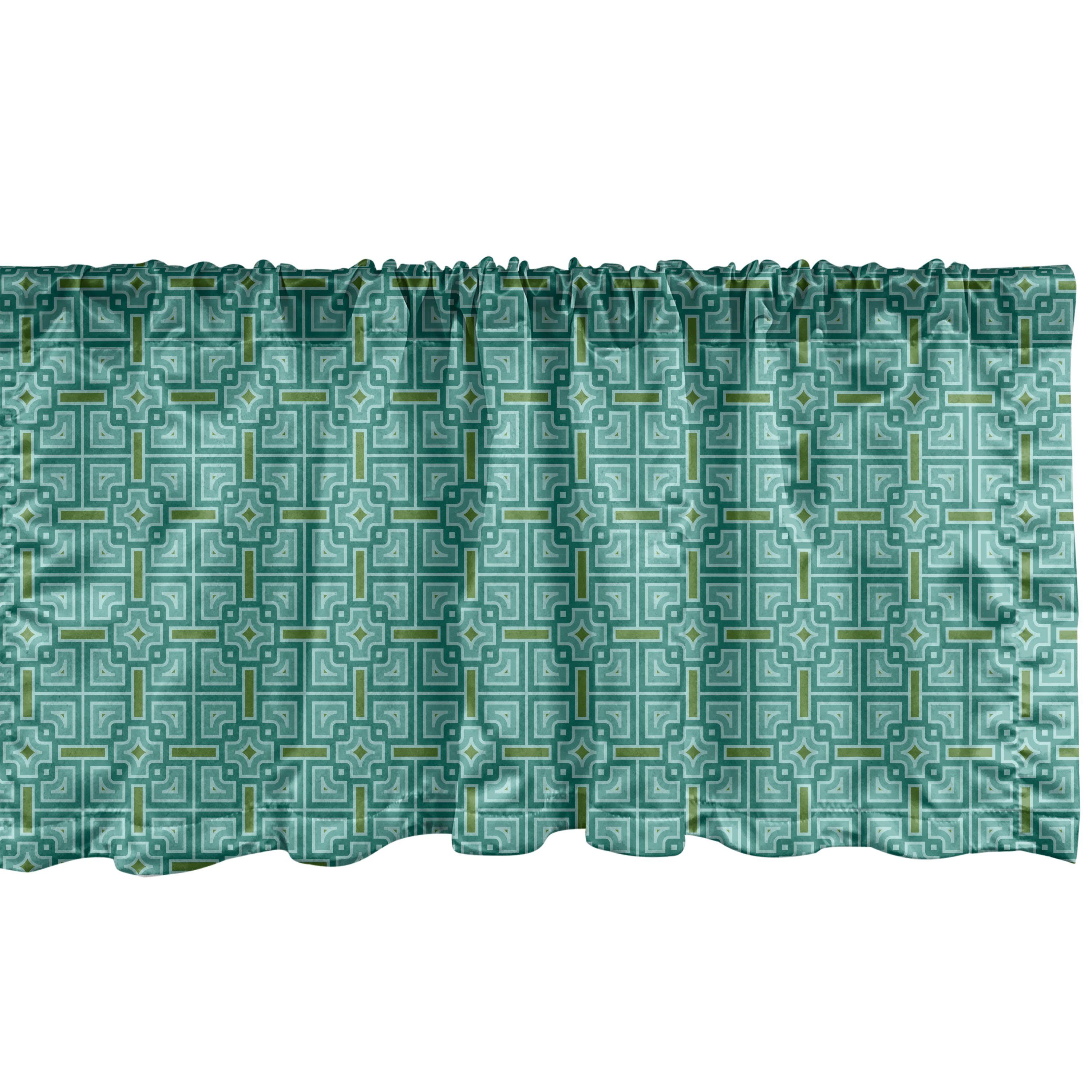 Scheibengardine Vorhang Volant für Küche Schlafzimmer Dekor mit Stangentasche, Abakuhaus, Microfaser, viktorianisch Mosaic Azulejo Effects