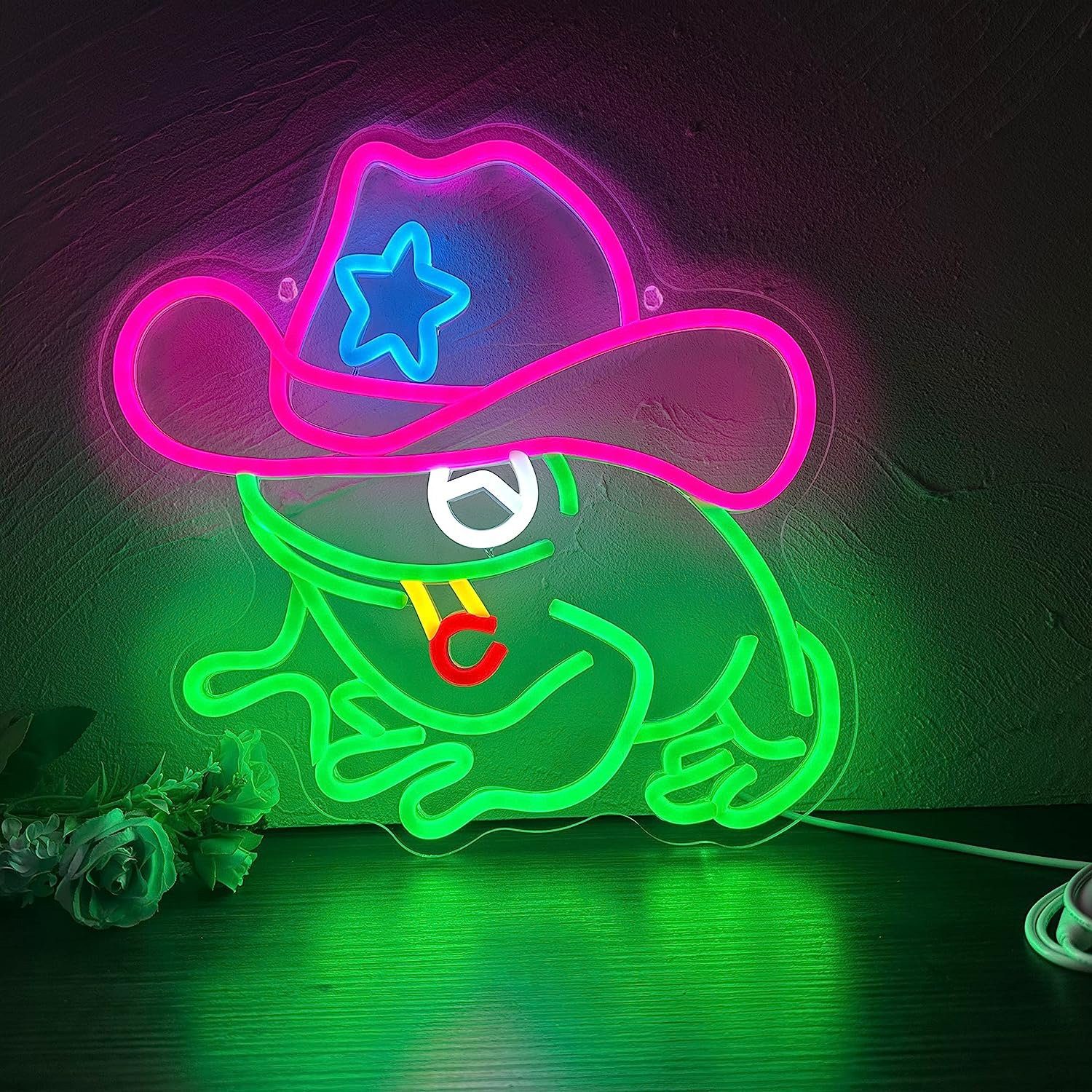 Lampe Sunicol LED LED Neon Party, LED Dekofigur USB, Nachtlicht, Frosch-Cowboy, Weihnachten Schlafzimmer, für Bar, Neonschild Nachtlicht, Geburtstag,