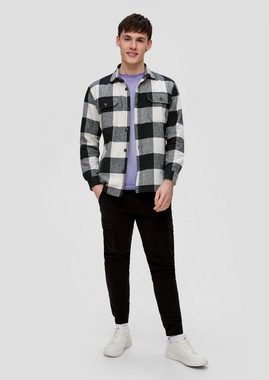 QS Langarmhemd Oversize-Hemdjacke aus Baumwolle Label-Patch