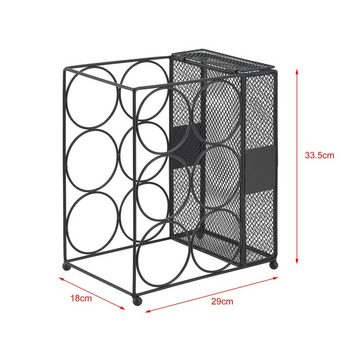 en.casa Weinregal, »Drangedal« Flaschenregal für 6 Flaschen Metall Schwarz