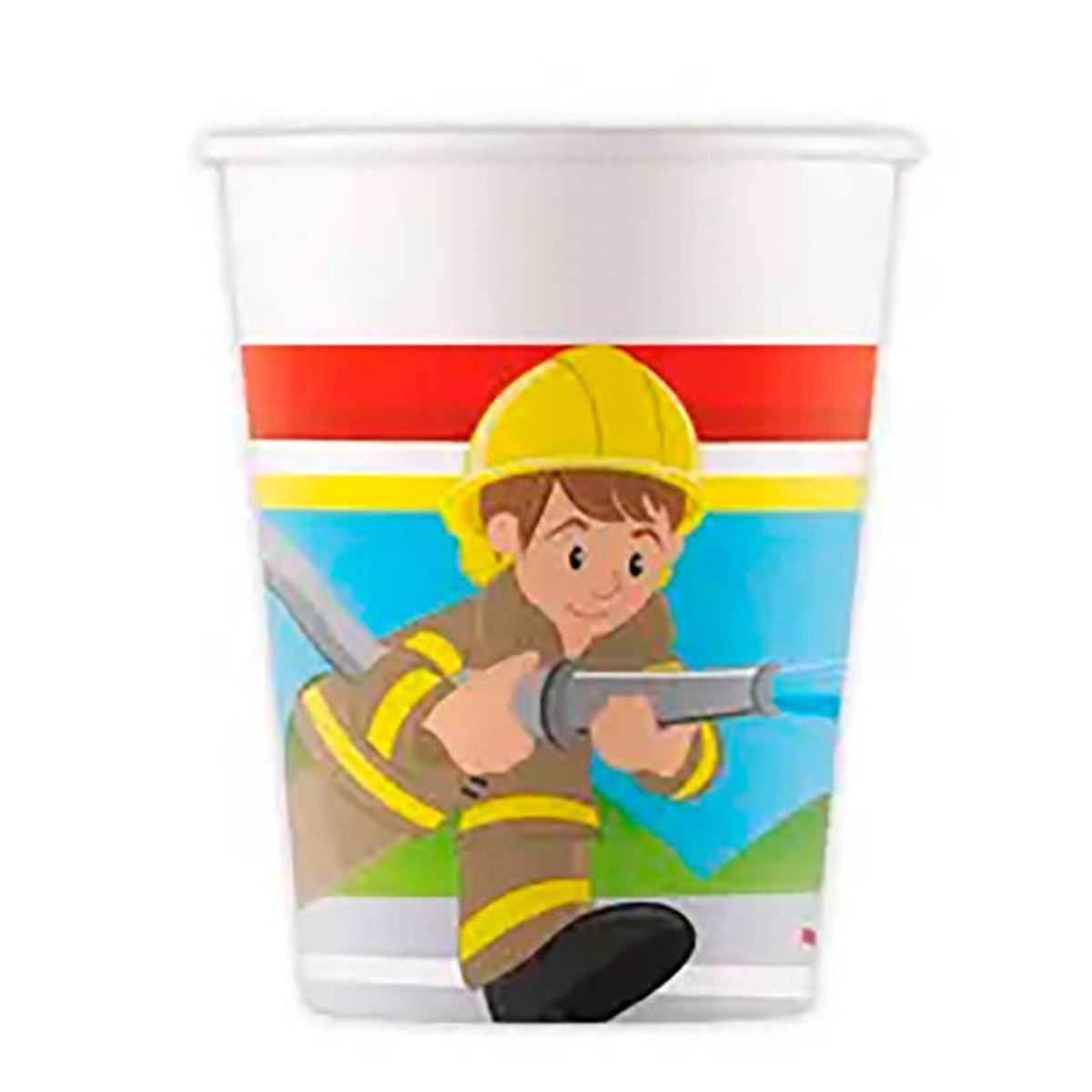 Procos Einwegbecher Pappbecher Feuerwehr 200ml/8Stk. FSC, 100% Papier, Pappe