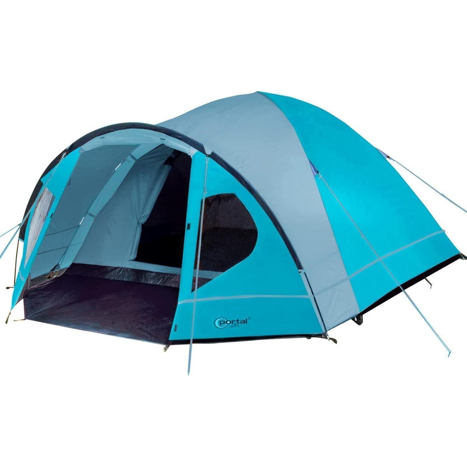 Kuppelzelt Zelt 4 Personen Camping Kuppelzelt mit Vorzelt wasserdicht 4000mm Blue