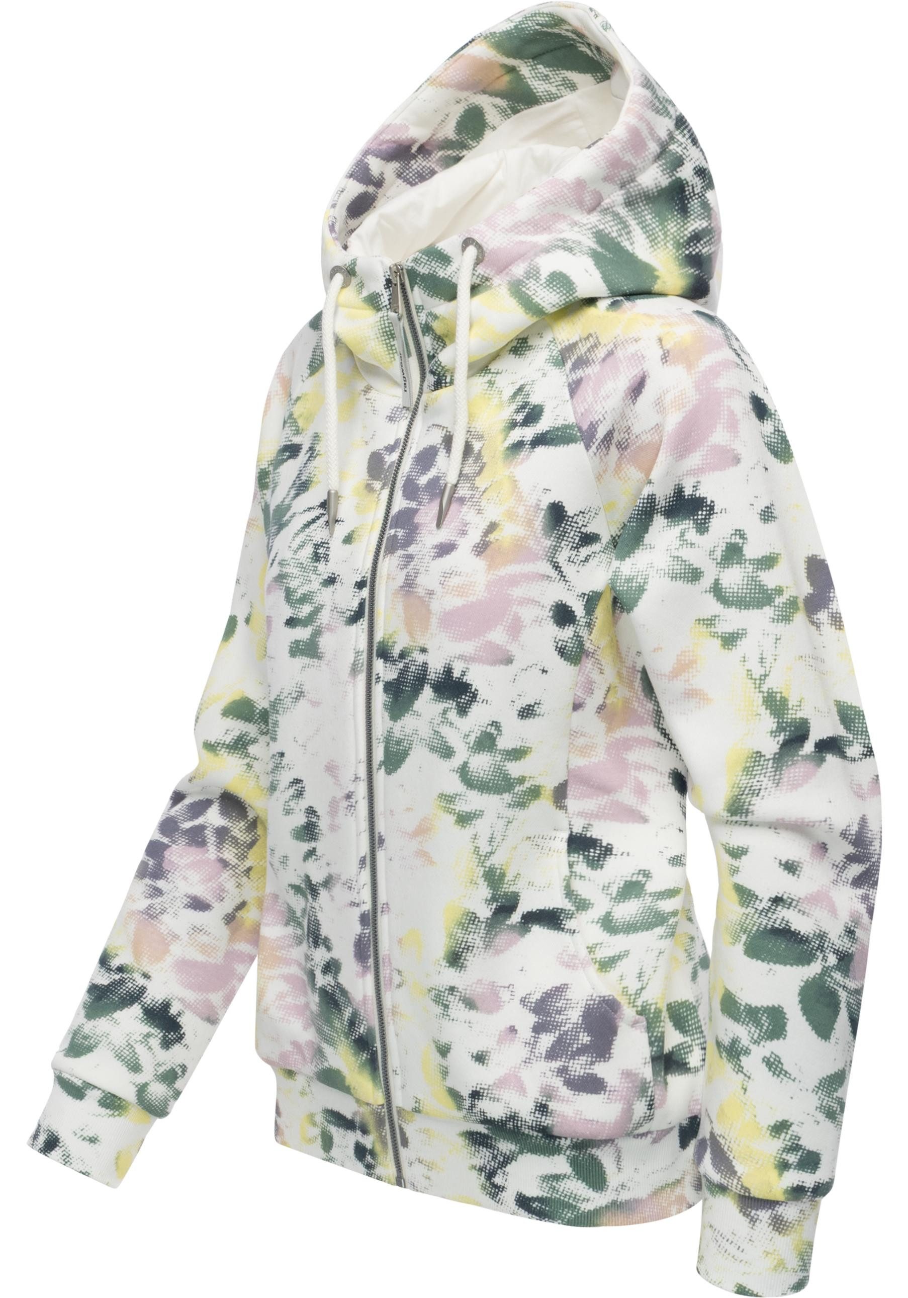 Ragwear Sweatjacke Fllawia Print modische Damen Zip-Jacke mit Allover-Print