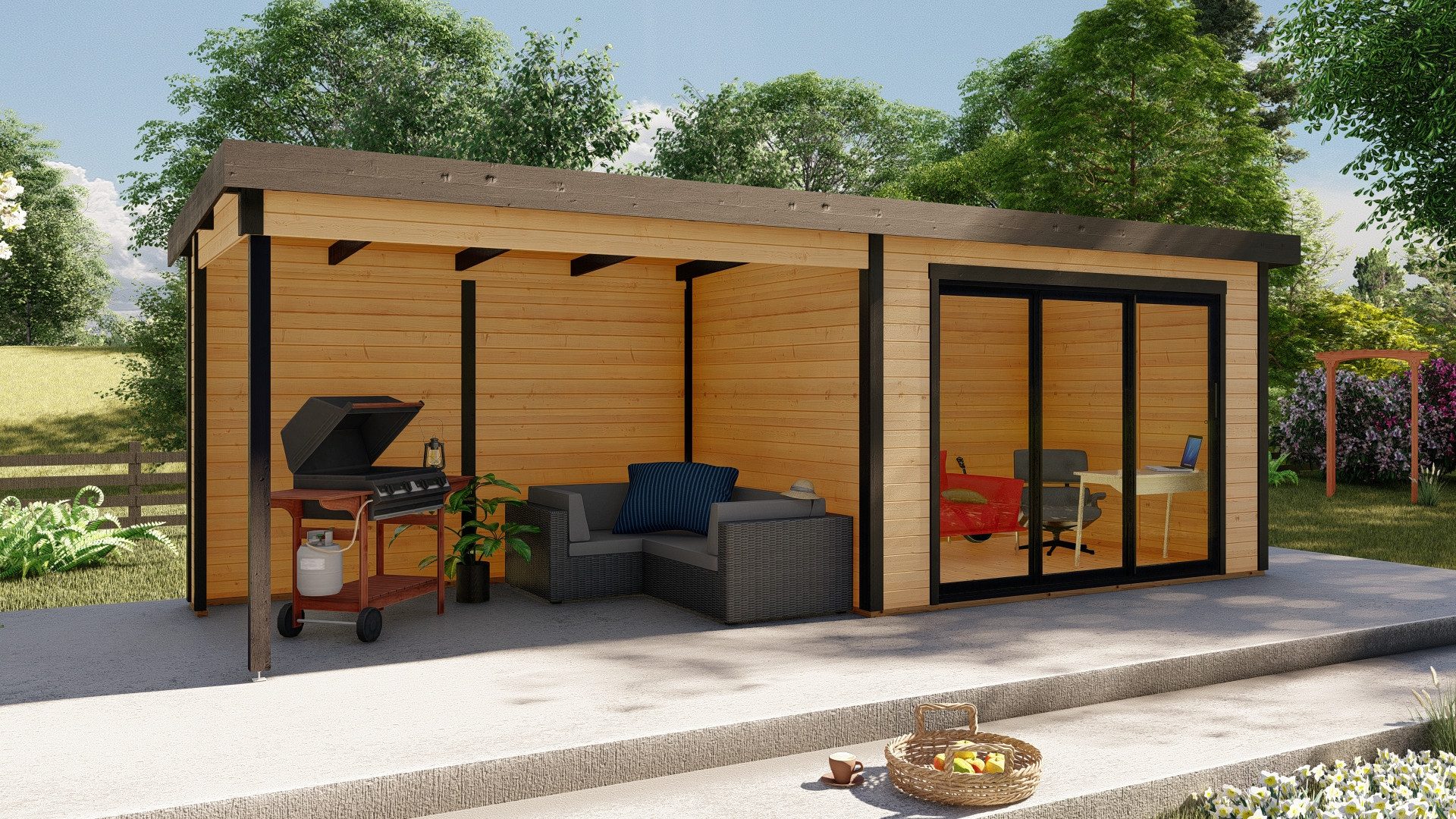 Finn Art Blockhaus Gartenhaus Holzhaus, BxT: 720x245 cm