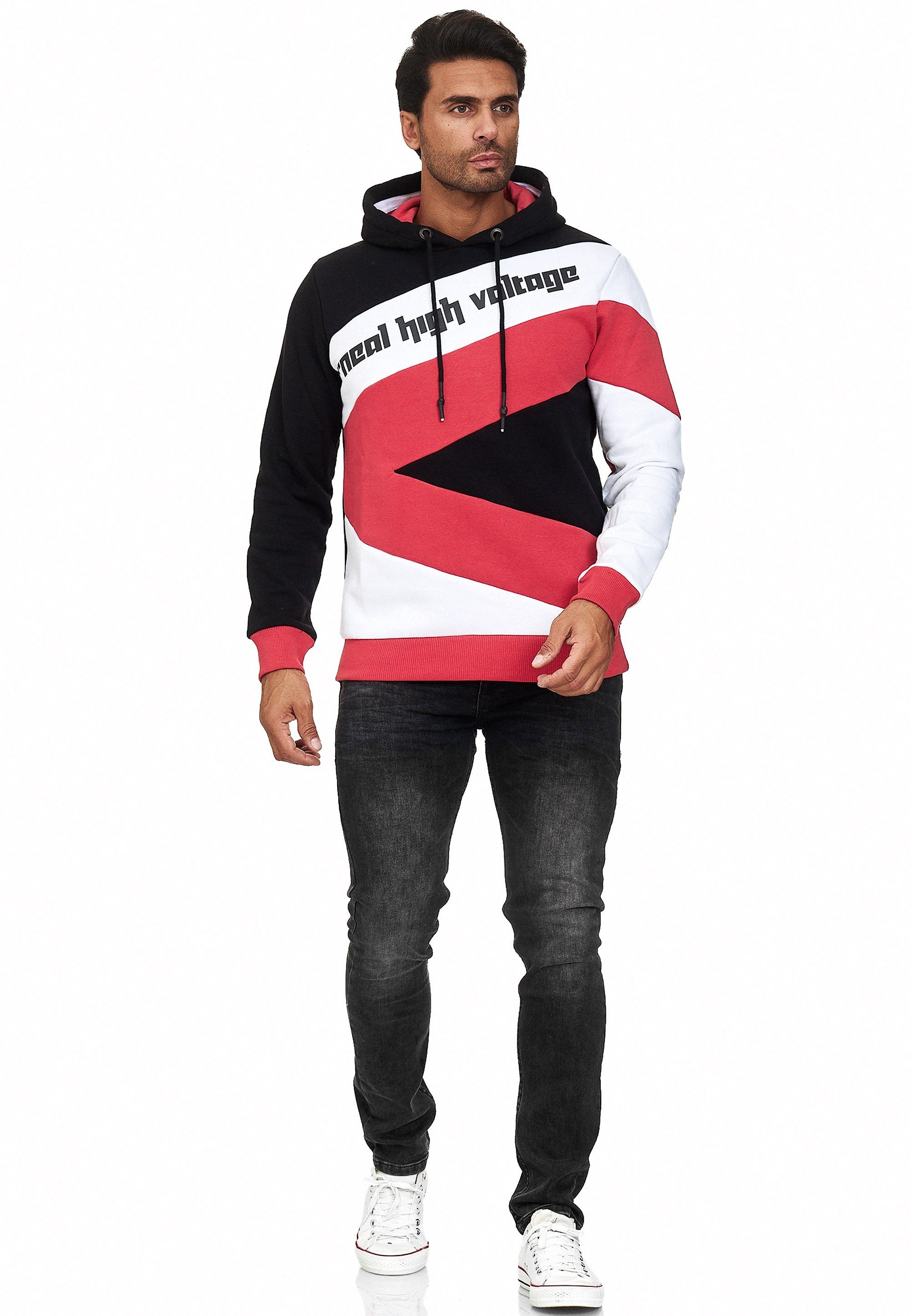 Rusty Neal Kapuzensweatshirt in sportlichem schwarz-rot Design