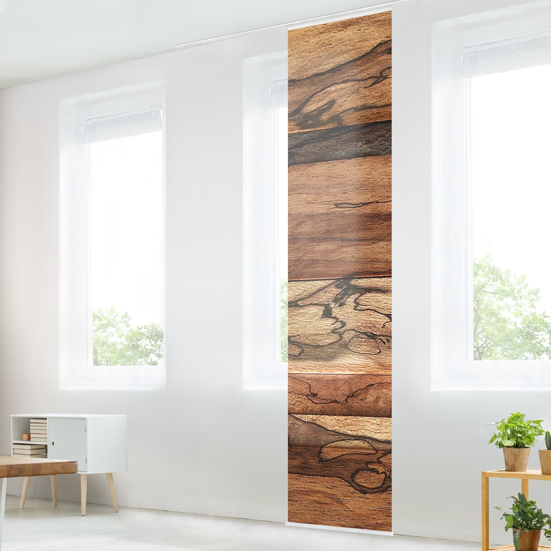 Bilderdepot24 Schiebegardine modern Flächenvorhang blickdicht Holzwand günstig online kaufen